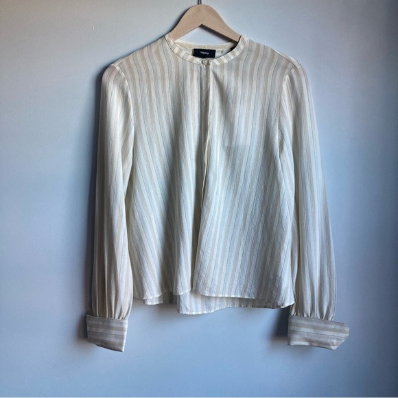 NWT Theory Easy Shirt in Corded Viscose-Cotton Size Petite - Picture 4 of 16